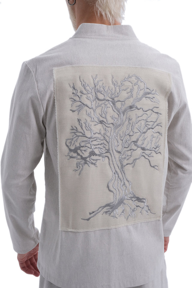 EARS TO EAR(TH) LIGHT BEIGE EMBROIDERED JACKET