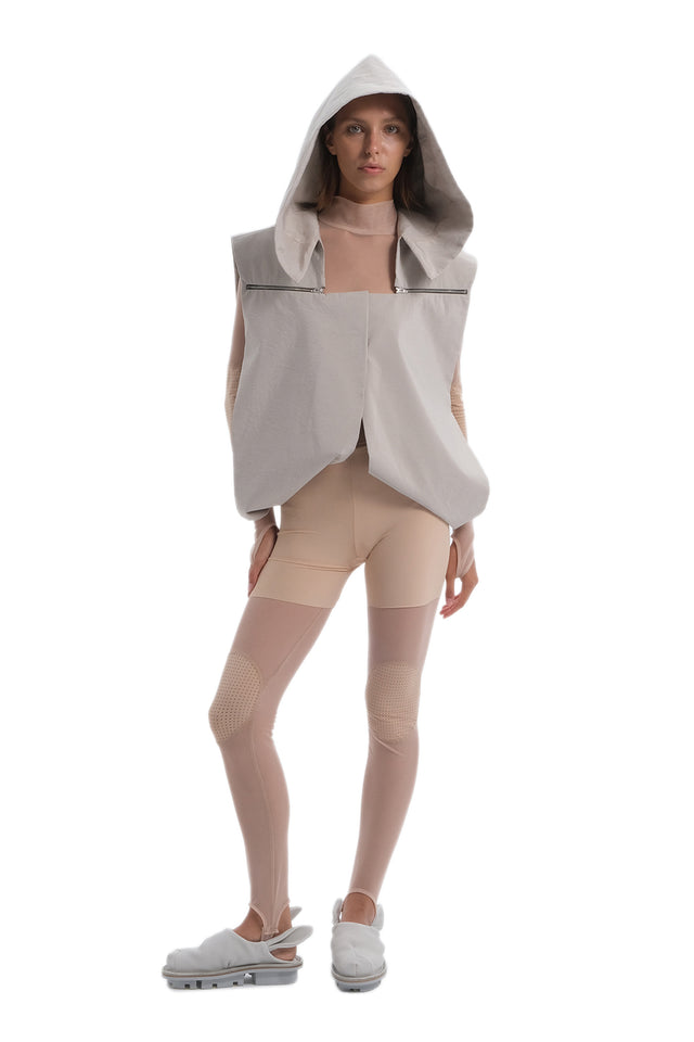 EARS TO EAR(TH) BEIGE  HOODED CAPE VEST