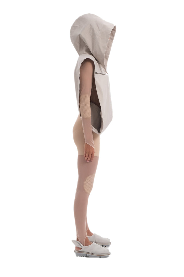 EARS TO EAR(TH) BEIGE  HOODED CAPE VEST