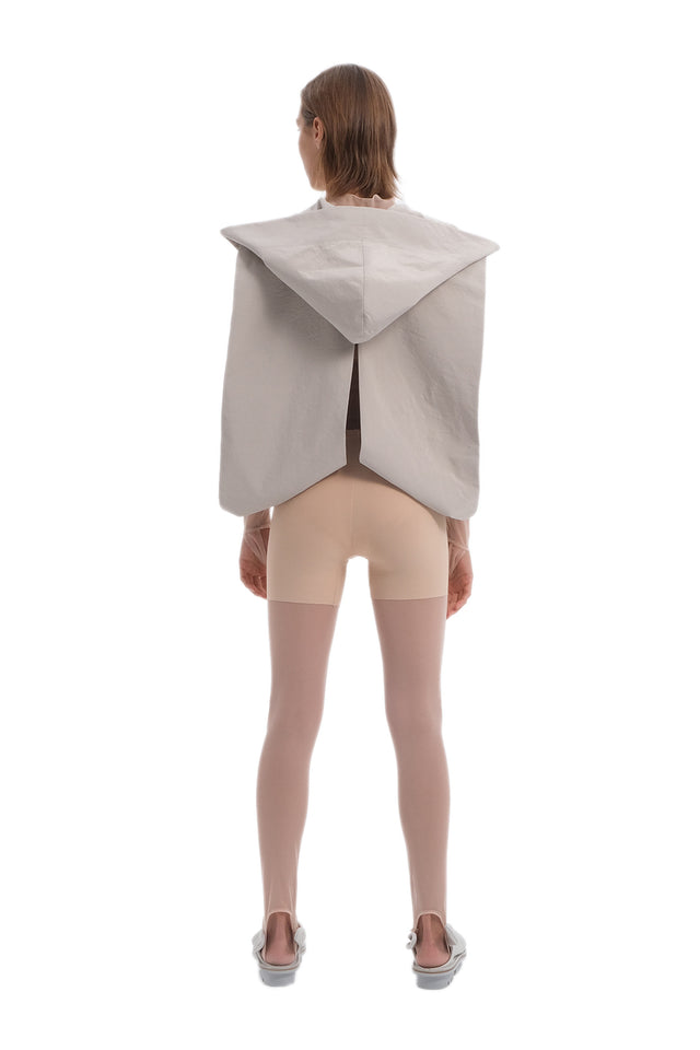 EARS TO EAR(TH) BEIGE  HOODED CAPE VEST