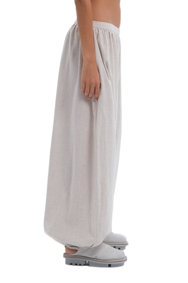 EARS TO EAR(TH) LINEN BEIGE WIDE-LEG PANTS