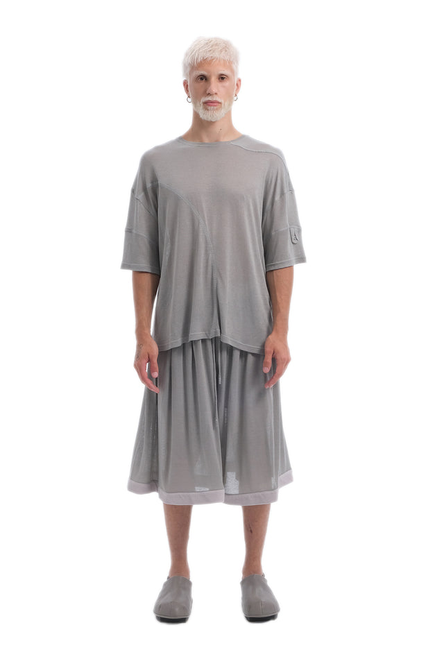 EARS TO EAR(TH) ASYMMETRICAL SEAM LIGHT GREY TEE