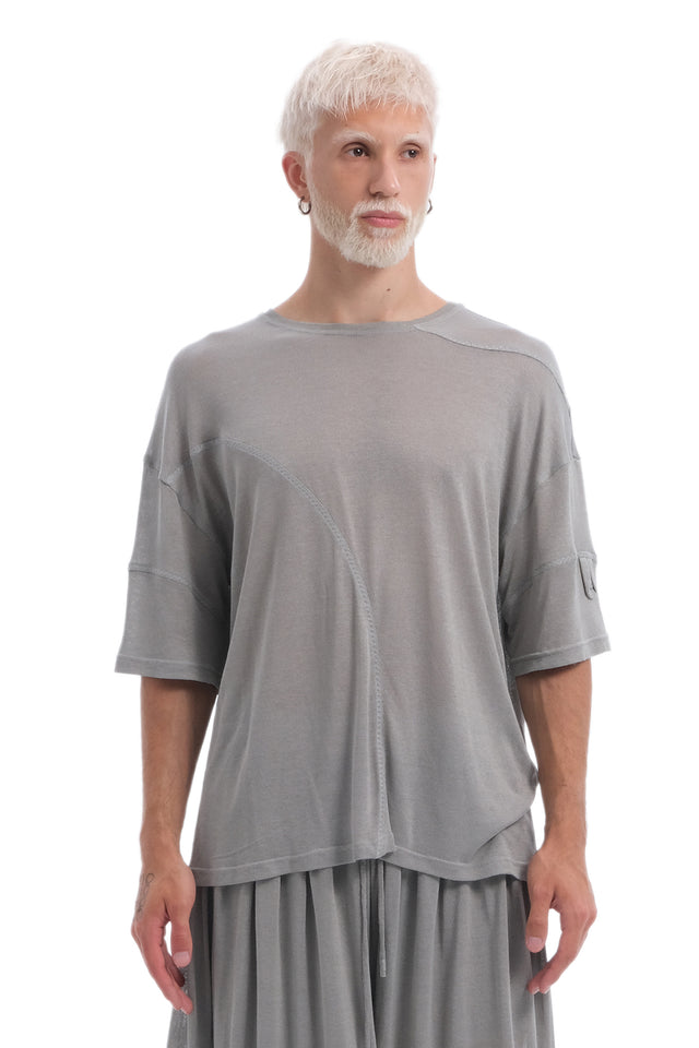 EARS TO EAR(TH) ASYMMETRICAL SEAM LIGHT GREY TEE