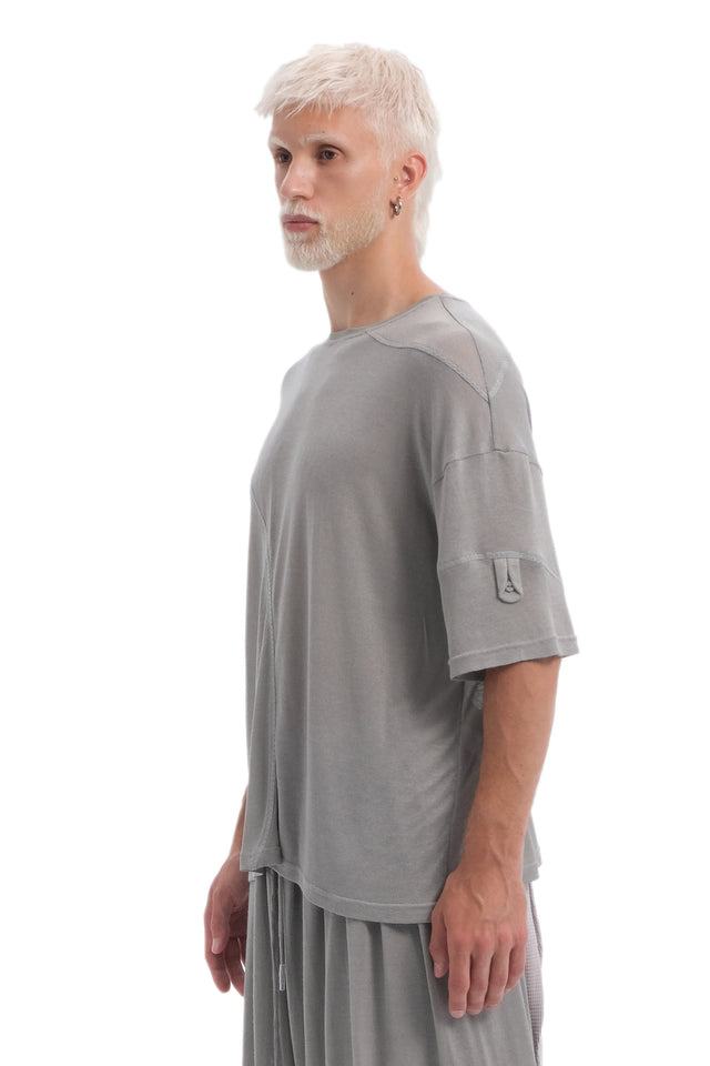 EARS TO EAR(TH) ASYMMETRICAL SEAM LIGHT GREY TEE