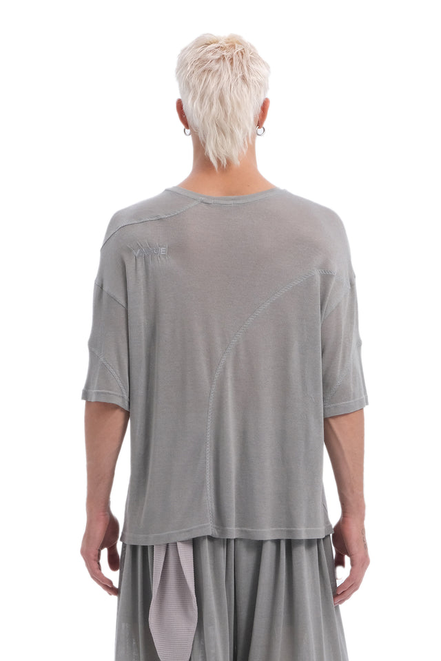 EARS TO EAR(TH) ASYMMETRICAL SEAM LIGHT GREY TEE