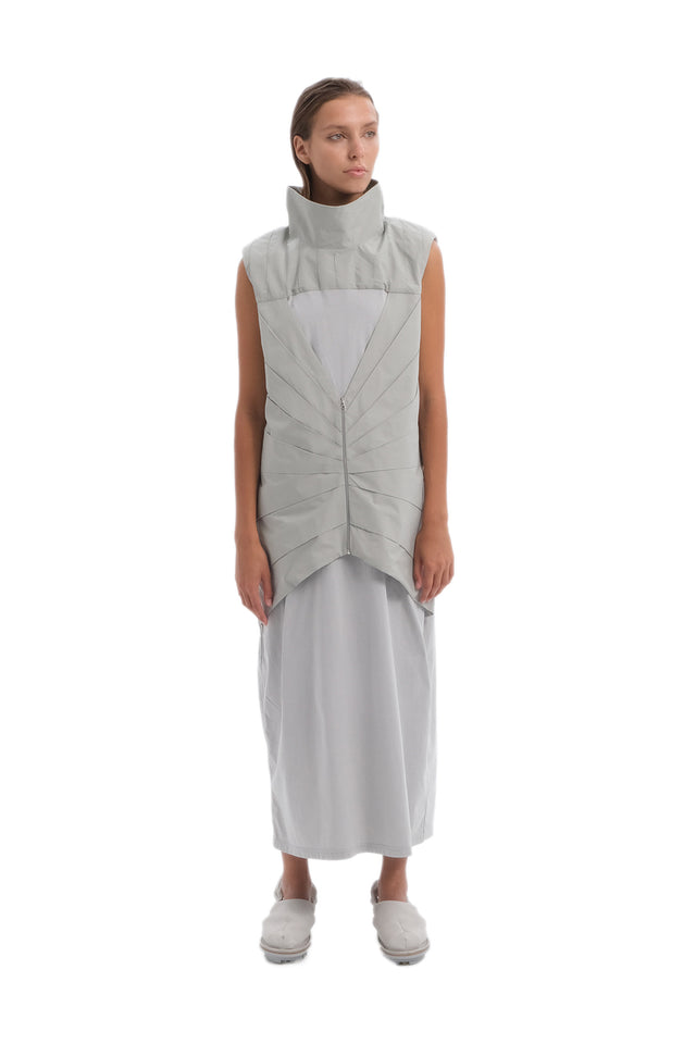 EARS TO EAR(TH) LIGHT GRAY ORIGAMI VEST DRESS