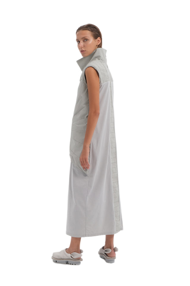 EARS TO EAR(TH) LIGHT GRAY ORIGAMI VEST DRESS