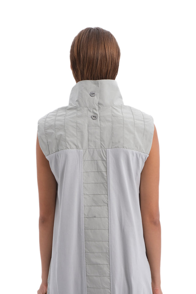 EARS TO EAR(TH) LIGHT GRAY ORIGAMI VEST DRESS