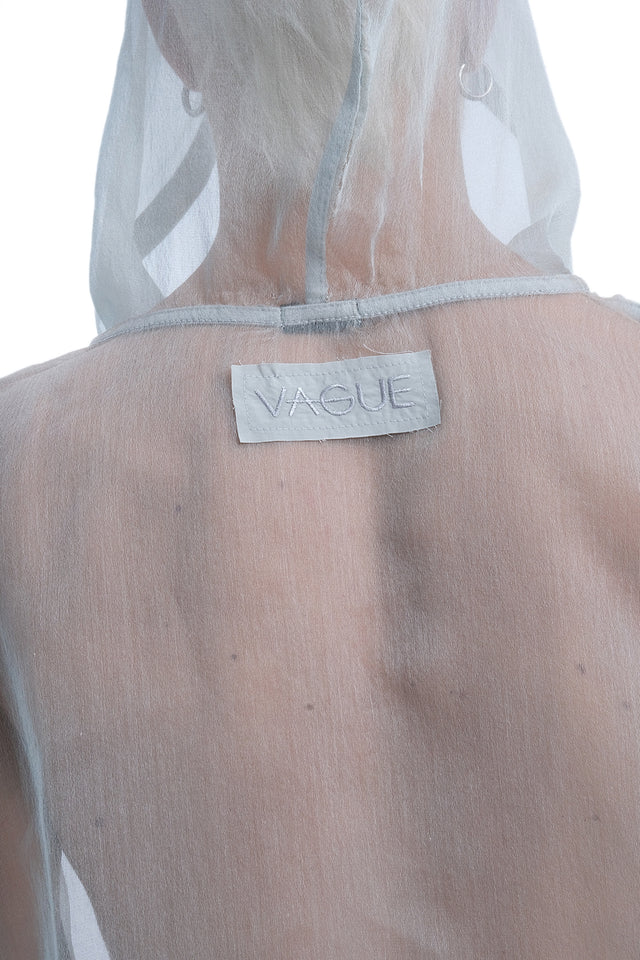 EARS TO EAR(TH)LIGHT GREY SHEER HOODED TOP