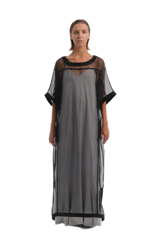 EARS TO EAR(TH) SHEER LAYERED MAXI DRESS