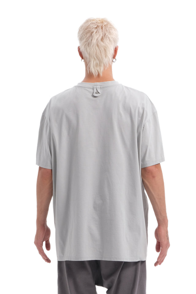 EARS TO EAR(TH) TREE EMBROIDERED OVERSIZED LIGHT GREY TEE