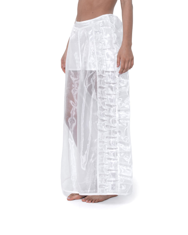 ÉTHER WHITE ORGANZA ORIGAMI WIDE PANTS