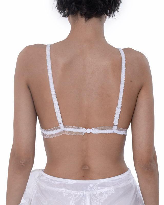 ÉTHER WHITE EMBROIDERED ORGANZA BRA