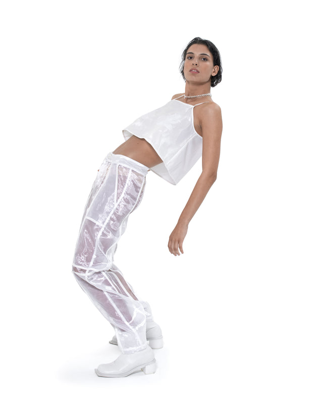 ÉTHER WHITE PANELS ORGANZA PANTS