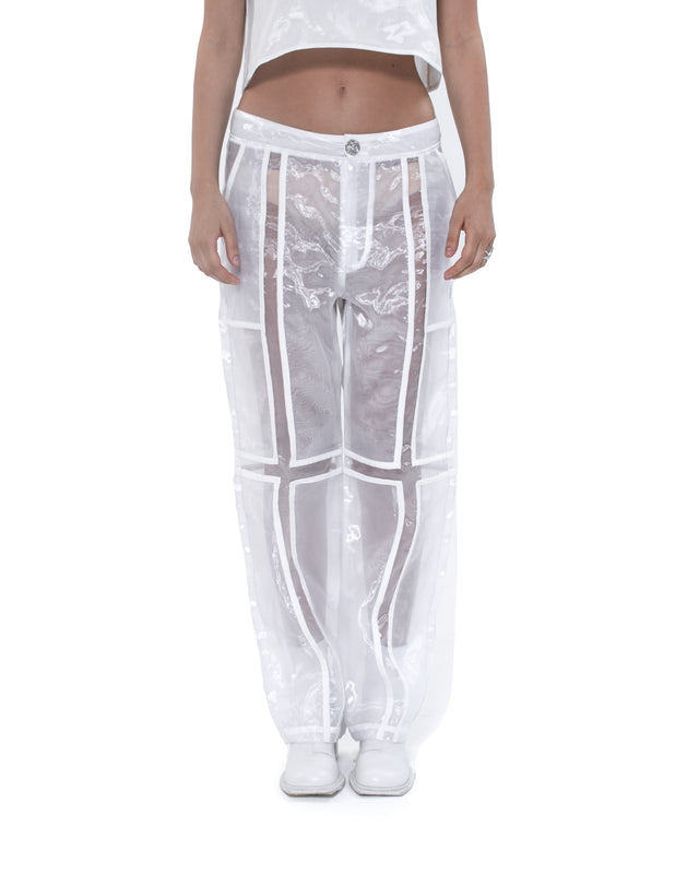 ÉTHER WHITE PANELS ORGANZA PANTS