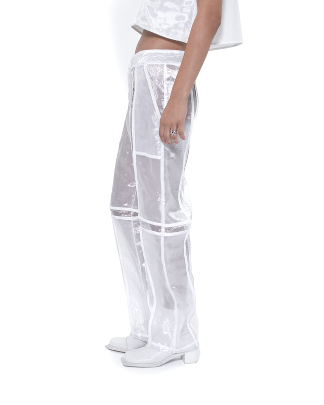 ÉTHER WHITE PANELS ORGANZA PANTS