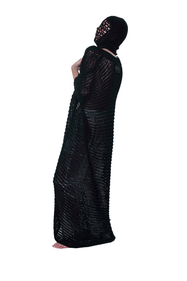ÉTHER HAND-KNITTED NET MAXI CARDIGAN