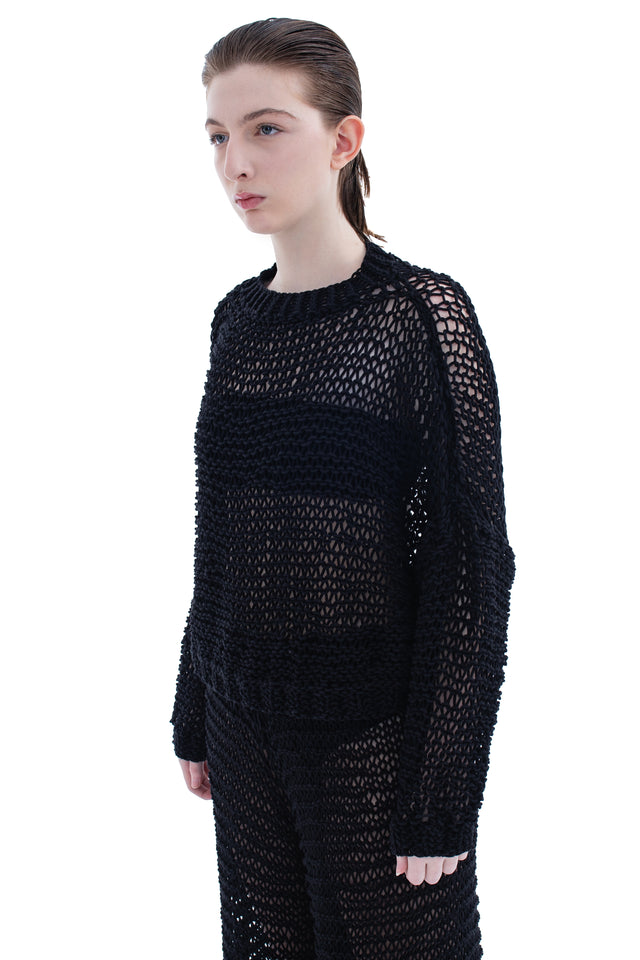 RUN(A)WAY HAND-KNITTED SHEER SWEATER