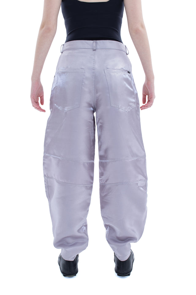 RUN(A)WAY SILVER LIQUID METAL STRAIGHT LEG TROUSERS