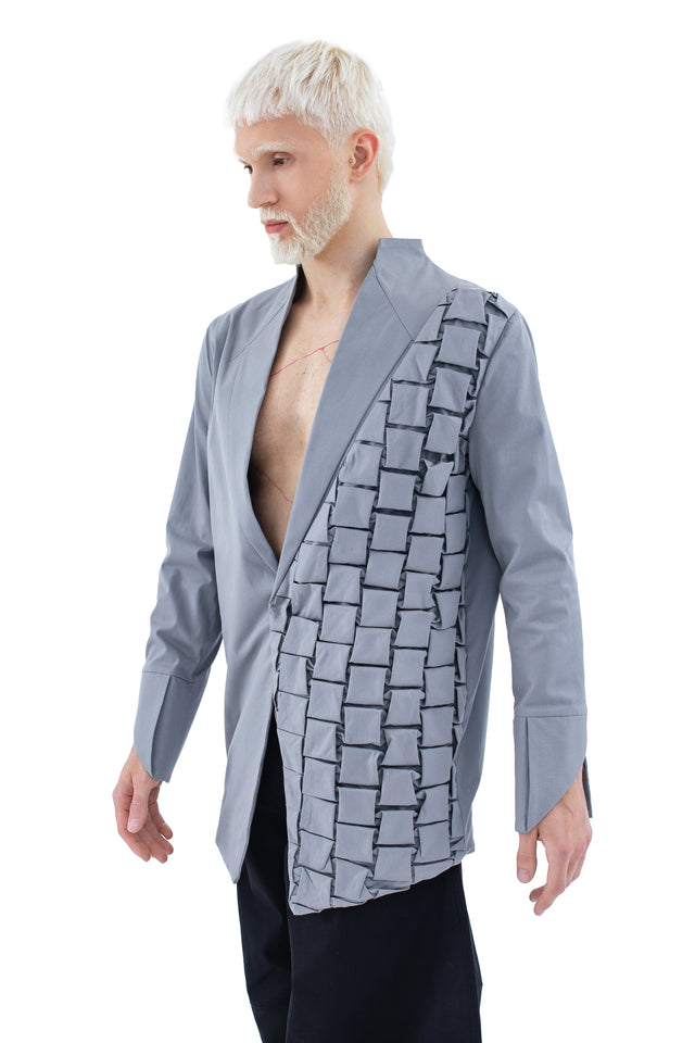 RUN(A)WAY 3D PLEAT ORIGAMI GREY BLAZER