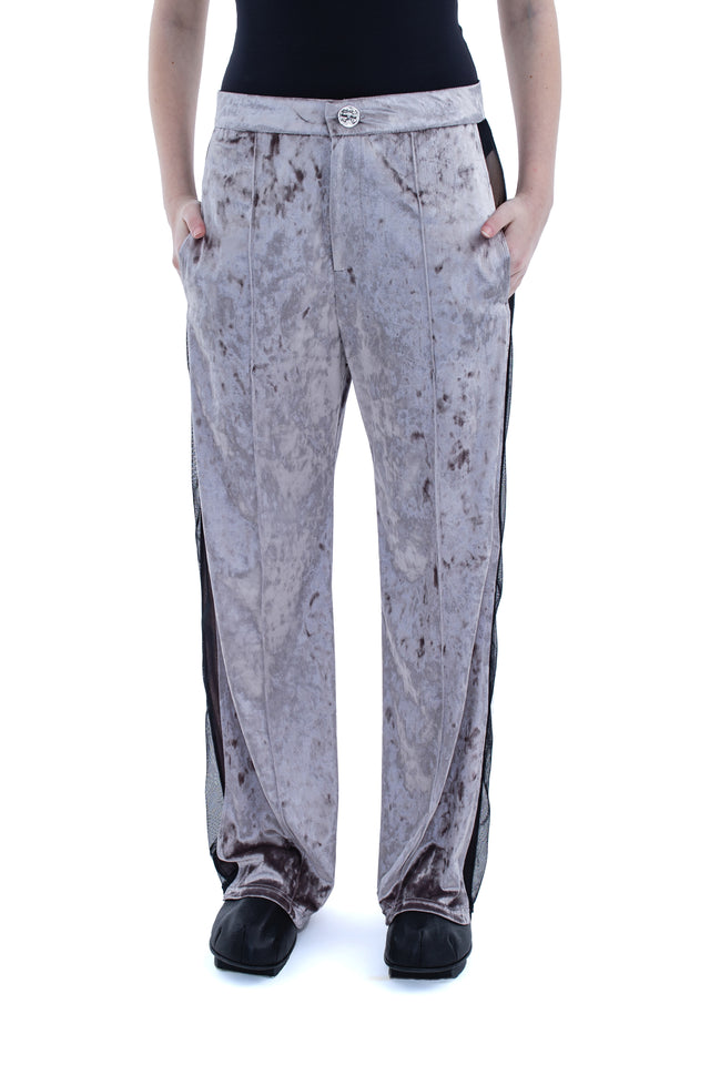 RUN(A)WAY SILVER VELVET STRAIGHT LEG PANTS