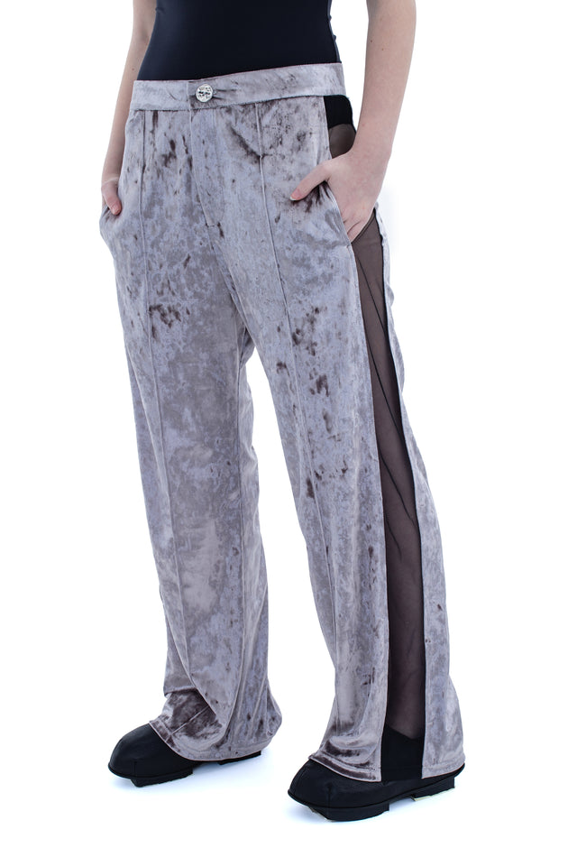 RUN(A)WAY SILVER VELVET STRAIGHT LEG PANTS