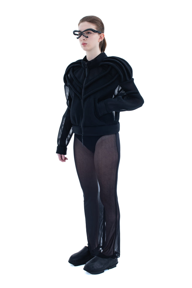 RUN(A)WAY CROPPED NEOPRENE SCUBA MESH ZIP-UP JACKET