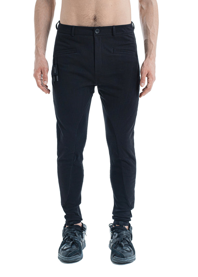 PARADEIGMA BLACK PADDED JERSEY STITCHED TROUSERS