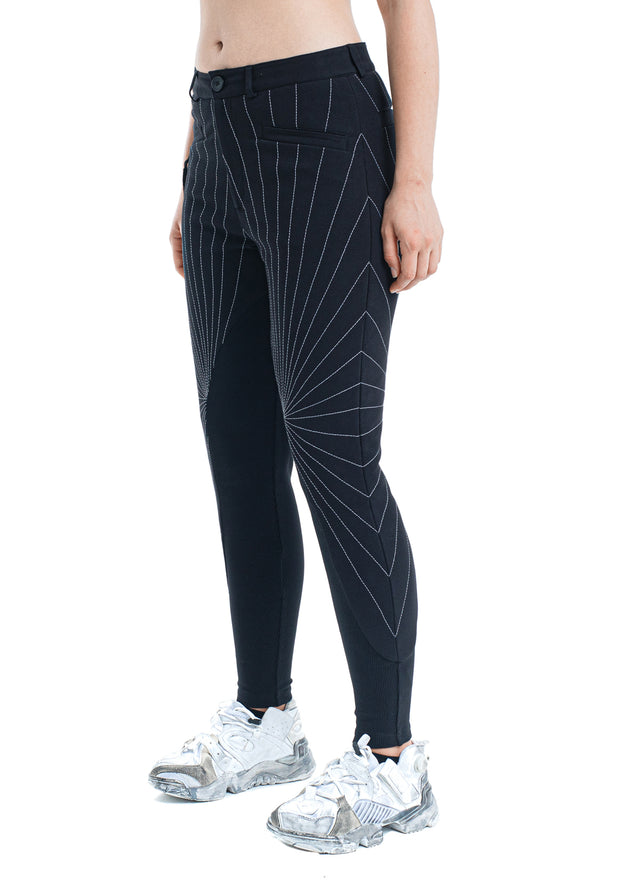 PARADEIGMA WHITE STITCHED BLACK PADDED JERSEY TROUSERS