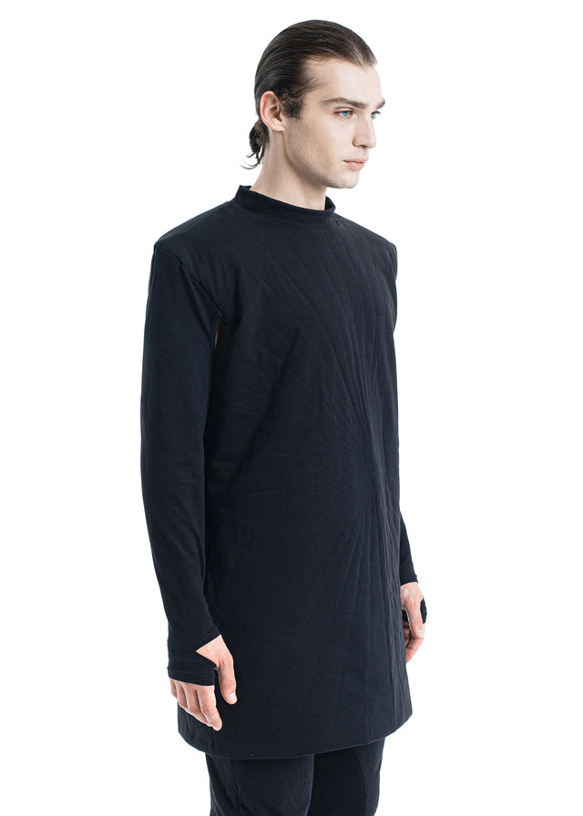 PARADEIGMA PADDED BLACK STITCHED OVERSIZED LONG SLEEVE TEE