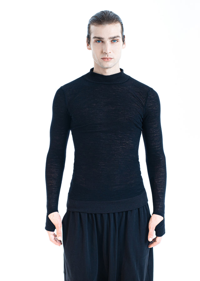 PARADEIGMA SLIM FITTED BASIC HIGH COLLAR LONG SLEEVE TEE