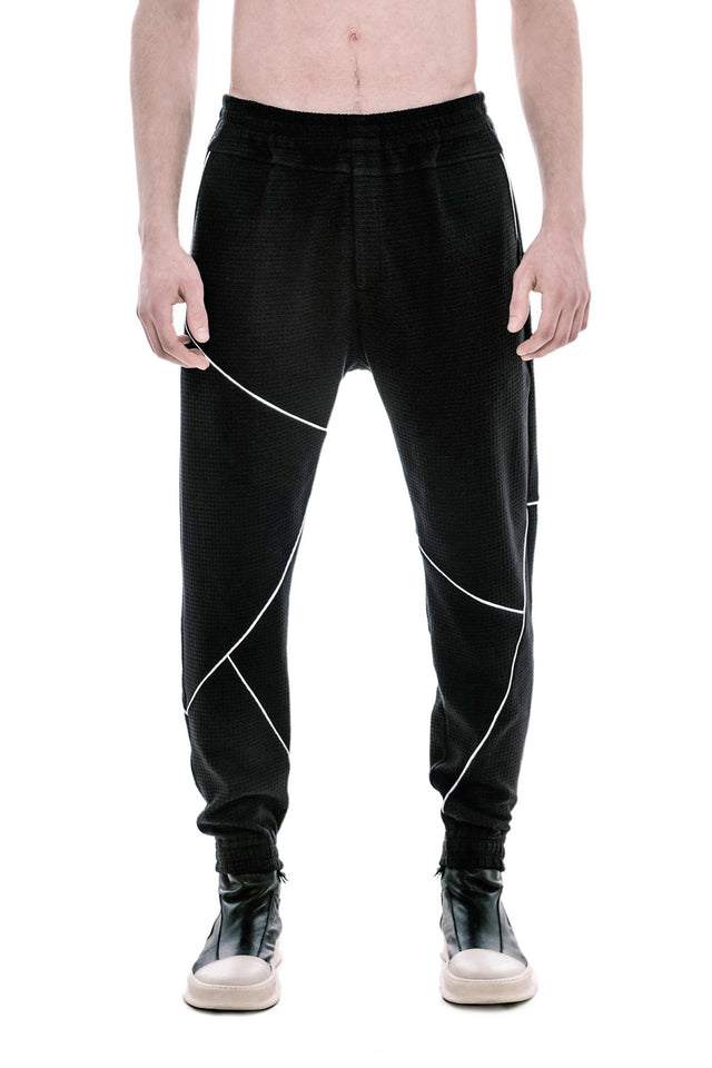 FLY 'O' CROSS THE LINES WHITE PIPED PIQUE JOGGERS